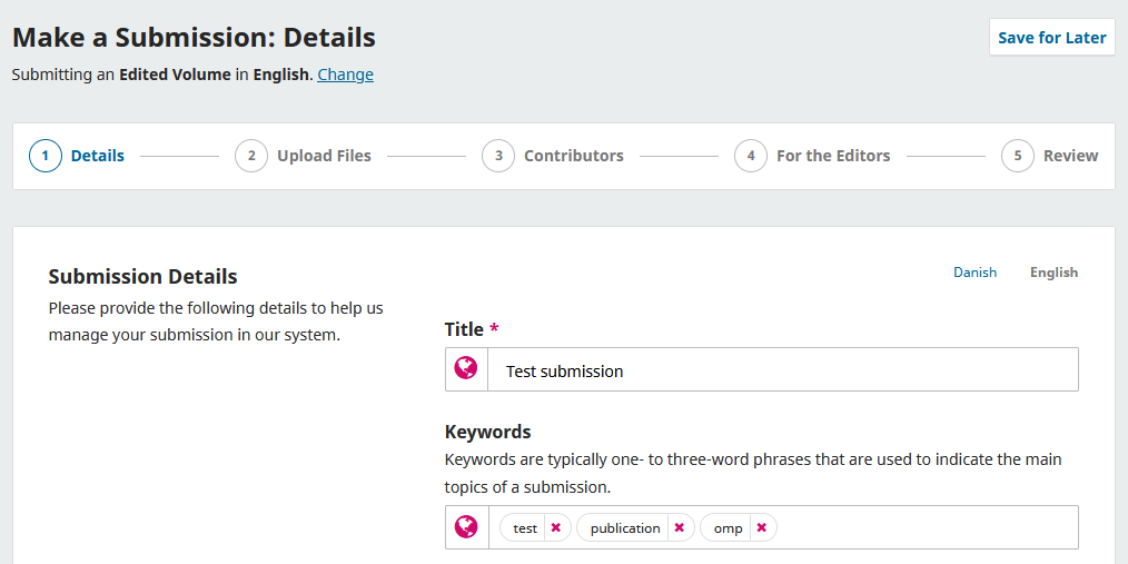 Screenshot showing the filling out of information.
