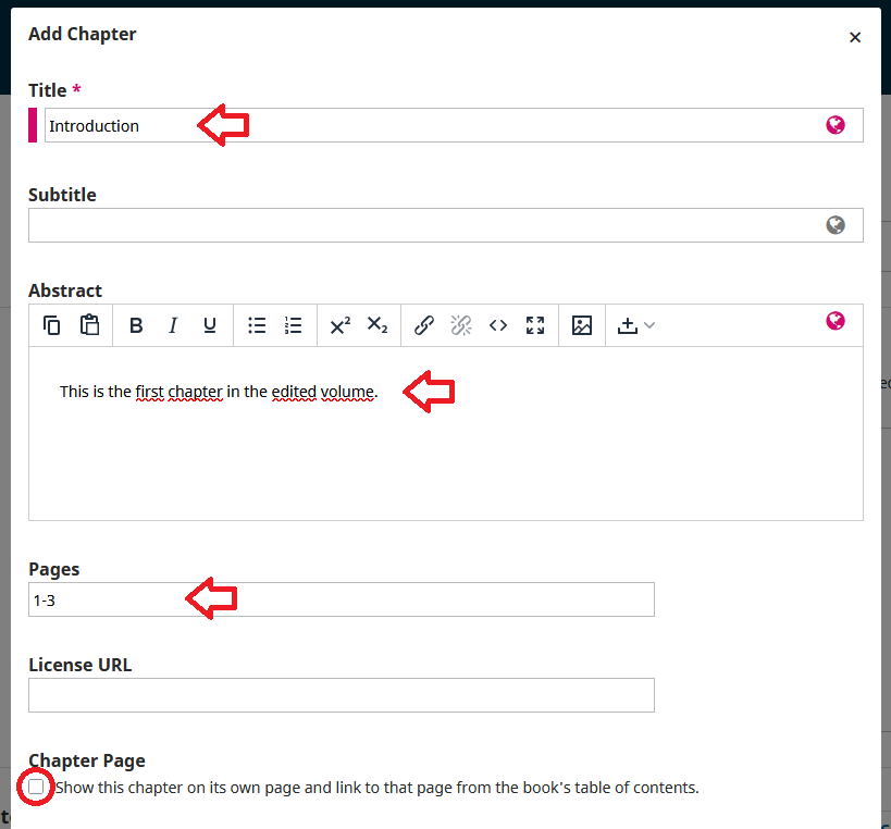  Screenshot showing the filling out of information.