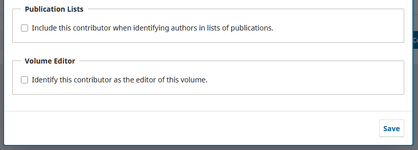 Screenshot showing the filling out of contributors’ roles.