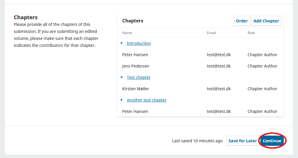 Screenshot where the continue button is highlighted.