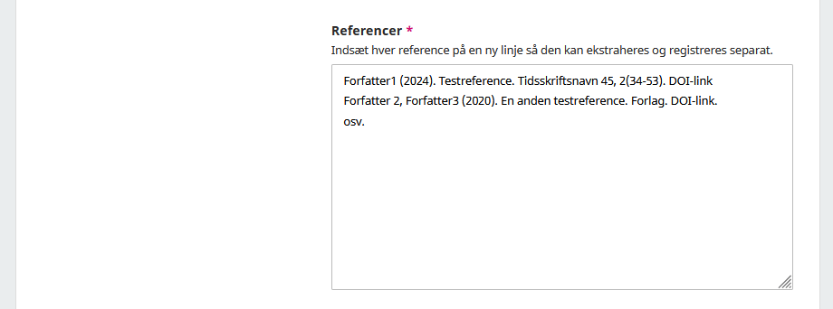 Skærmbillede der viser udfyldning af oplysninger.