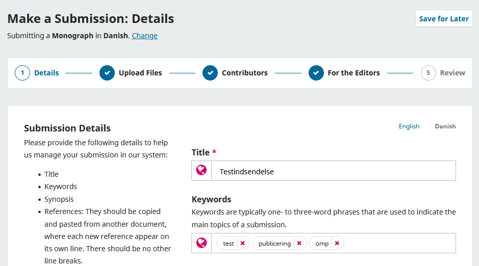 Screenshot showing the filling out of information.