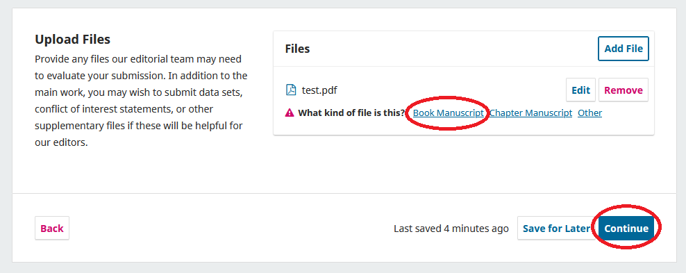 Screenshot showing the specification of file type.