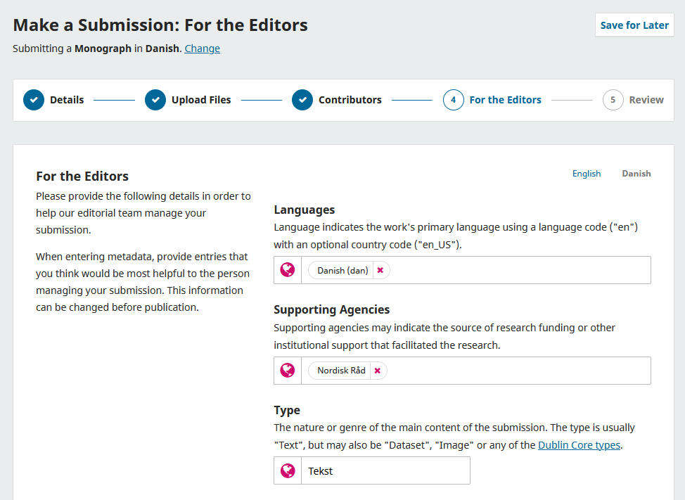 Screenshot showing the filling out of information.