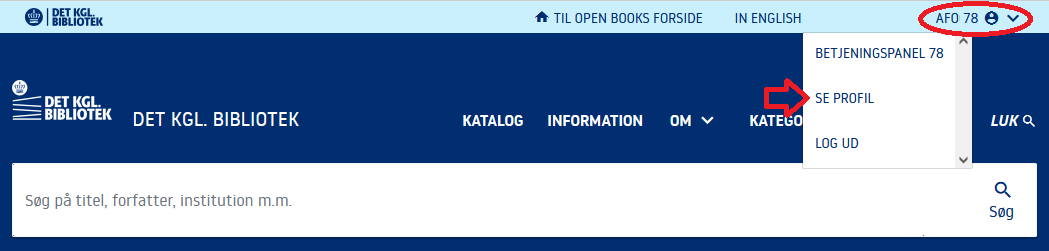 Skærmbillede der viser en menu, hvori Se profil er markeret.