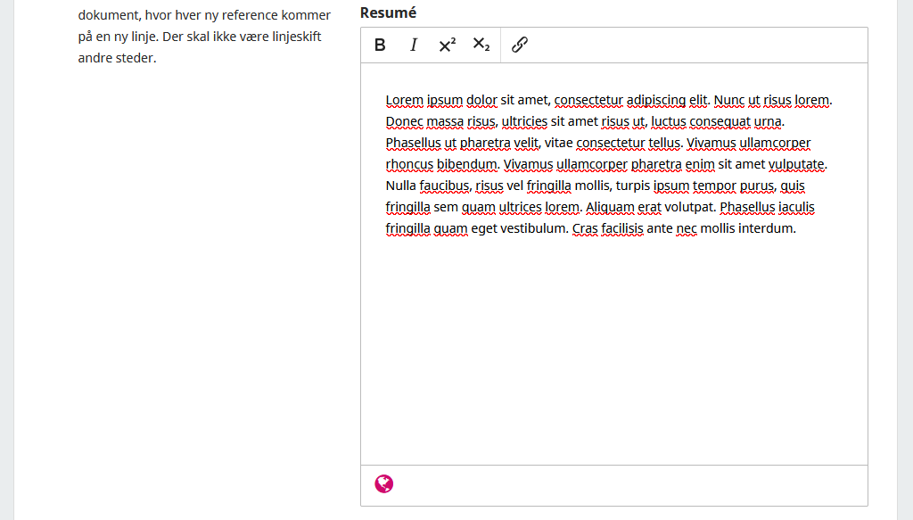 Skærmbillede der viser udfyldning af oplysninger.
