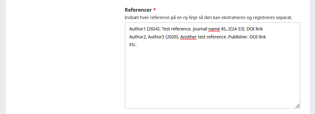 Skærmbillede der viser udfyldning af oplysninger.