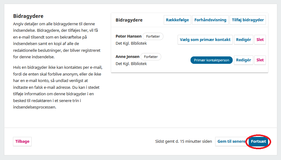 Skærmbillede hvor fortsæt-knappen for neden er markeret.