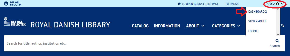 Screenshot showing a menu where Dashboard is highlighted.