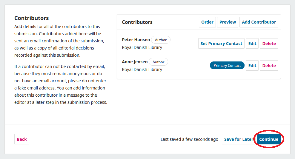 Screenshot where the continue button at the bottom is highlighted.